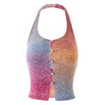 Gradient Rainbow Knit Halter Top