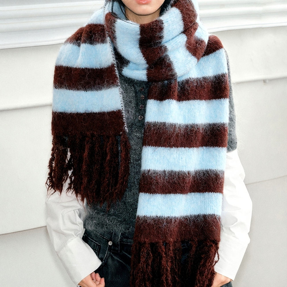 knit mocha blue scarf boogzel clothing