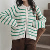 green knit striped cardigan boogzel clothing