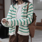 green knit striped cardigan boogzel clothing