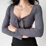 knot tie ribbed long sleeve top boogzel clothing