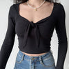 knot tie ribbed long sleeve top boogzel clothing