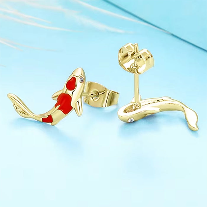 koi fish stud earrings boogzel clothing