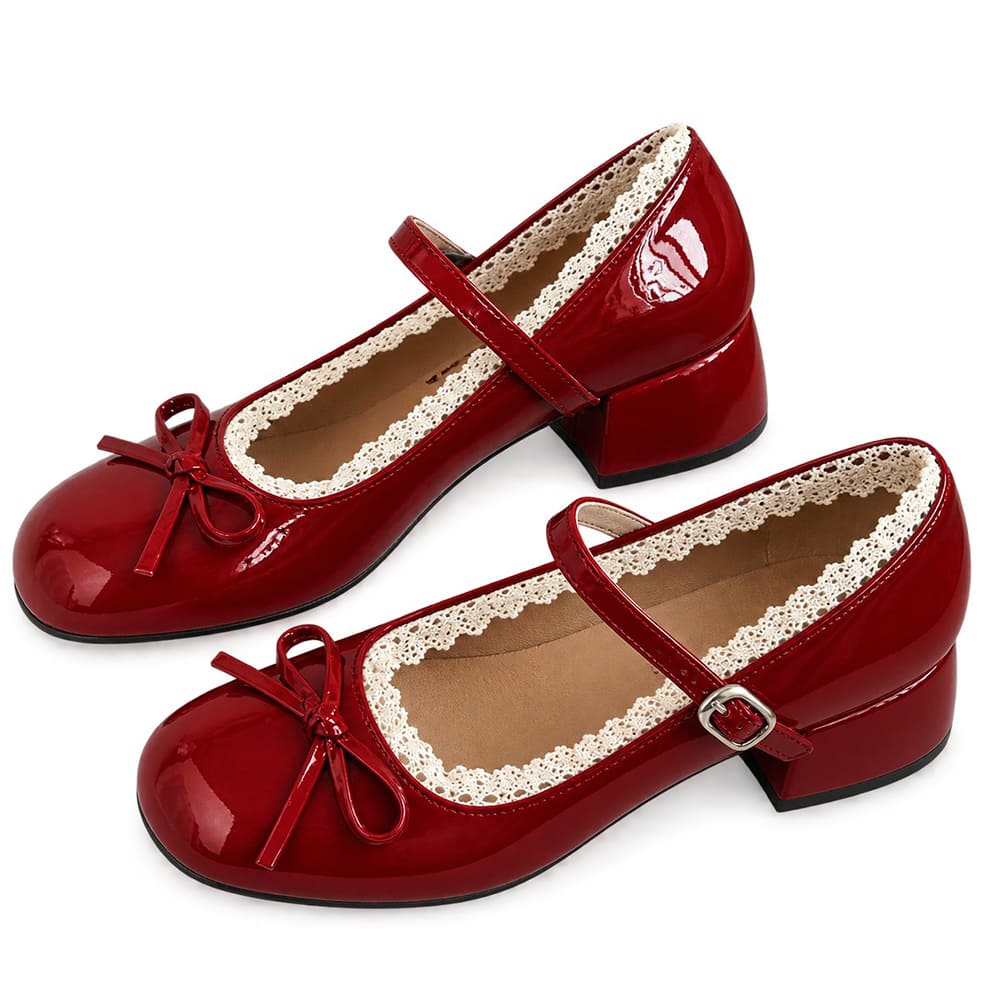 lace trim bow mary jane shoes boogzel clothing