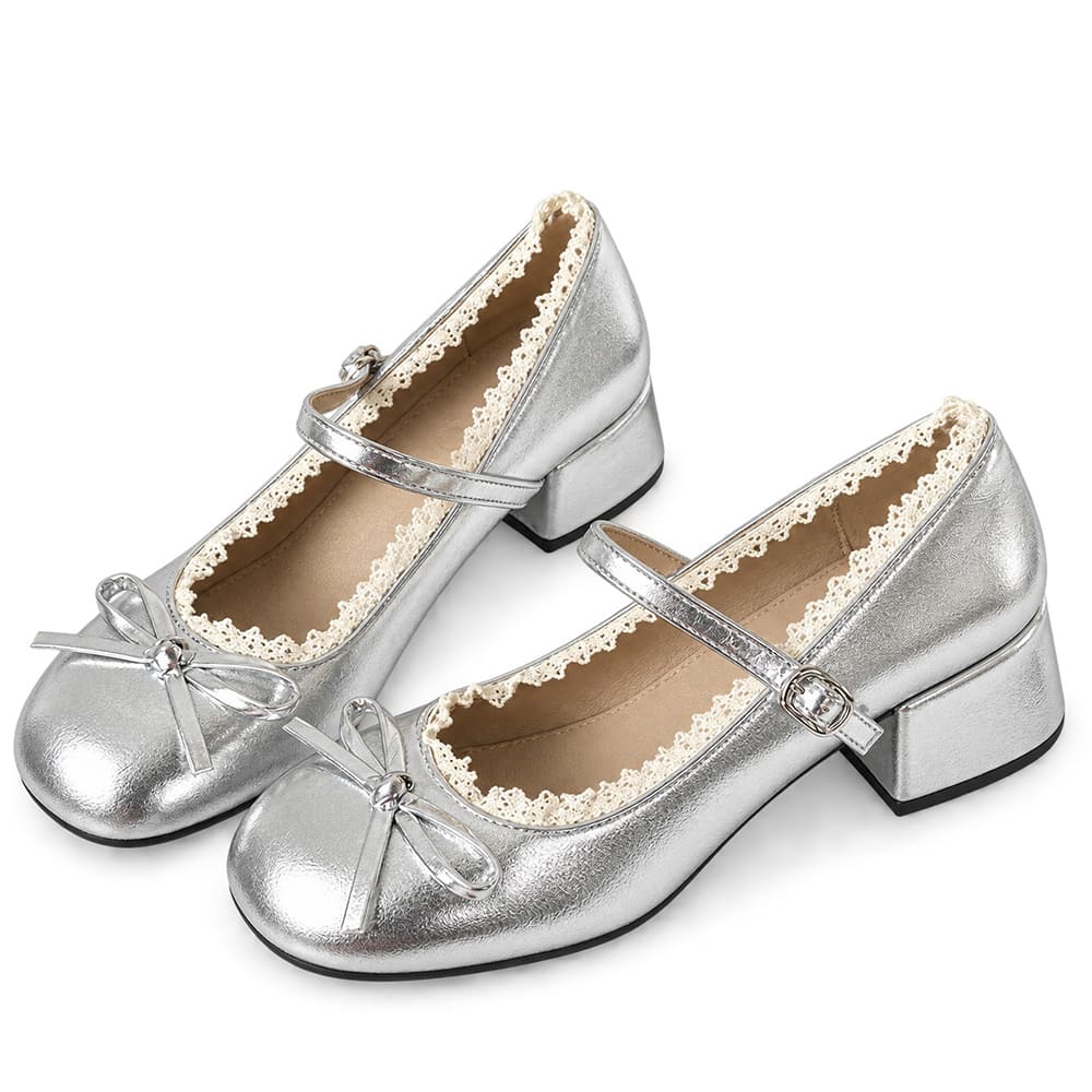 lace trim bow mary jane shoes boogzel clothing