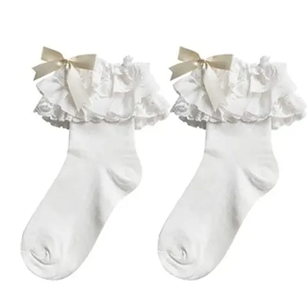 lace ruffle bow socks boogzel clothing