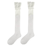 white knee high with lace trim socks boogzel clothing