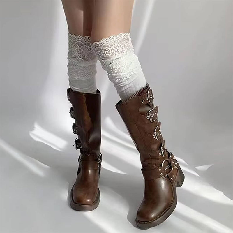 lace trim knee high socks boogzel clothing