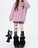 Grunge Lace-Up Butterfly Skeleton Sweatshirt