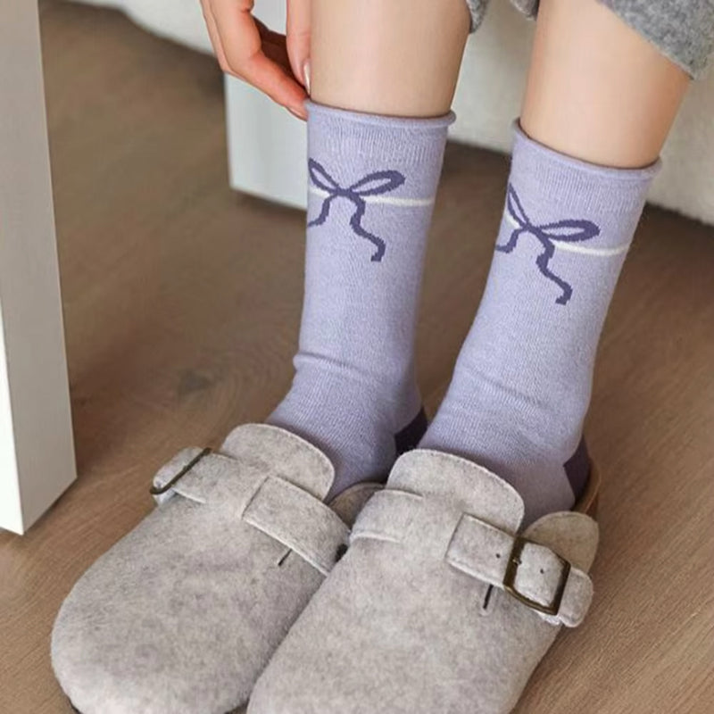 lavender bow socks boogzel clothing