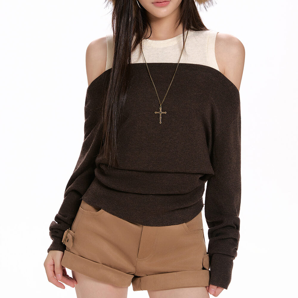 layered off shoulder long sleeve top boogzel clothing