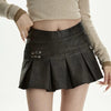 black leather mini skirt with safety pins boogzel clothing