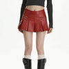 red leather mini skirt with safety pins boogzel clothing