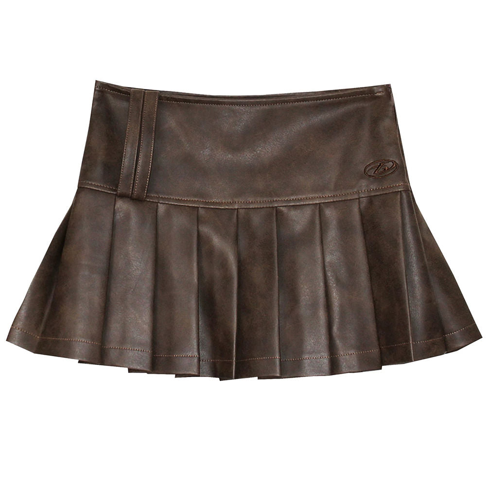 leather pleated mini skirt boogzel clothing