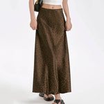 leopard satin maxi skirt boogzel clothing