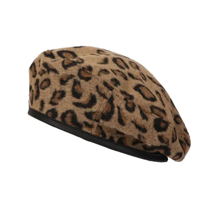 leopard beret hat booogzel clothing