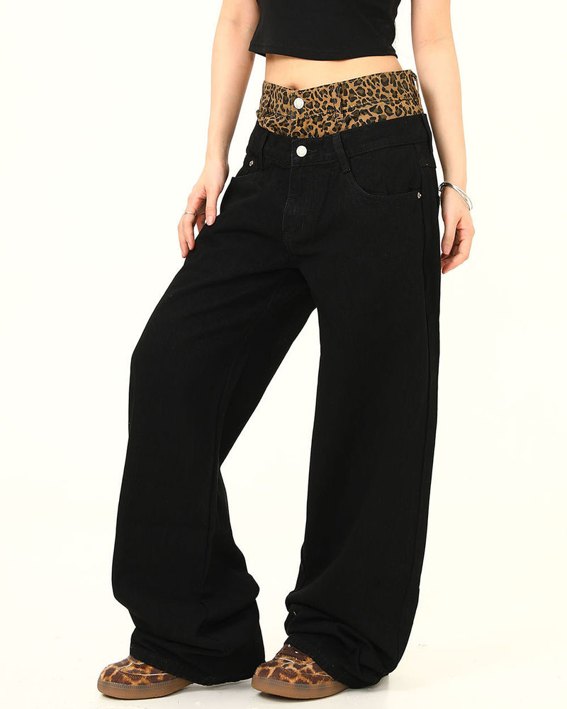 leopard layered jeans boogze clothing