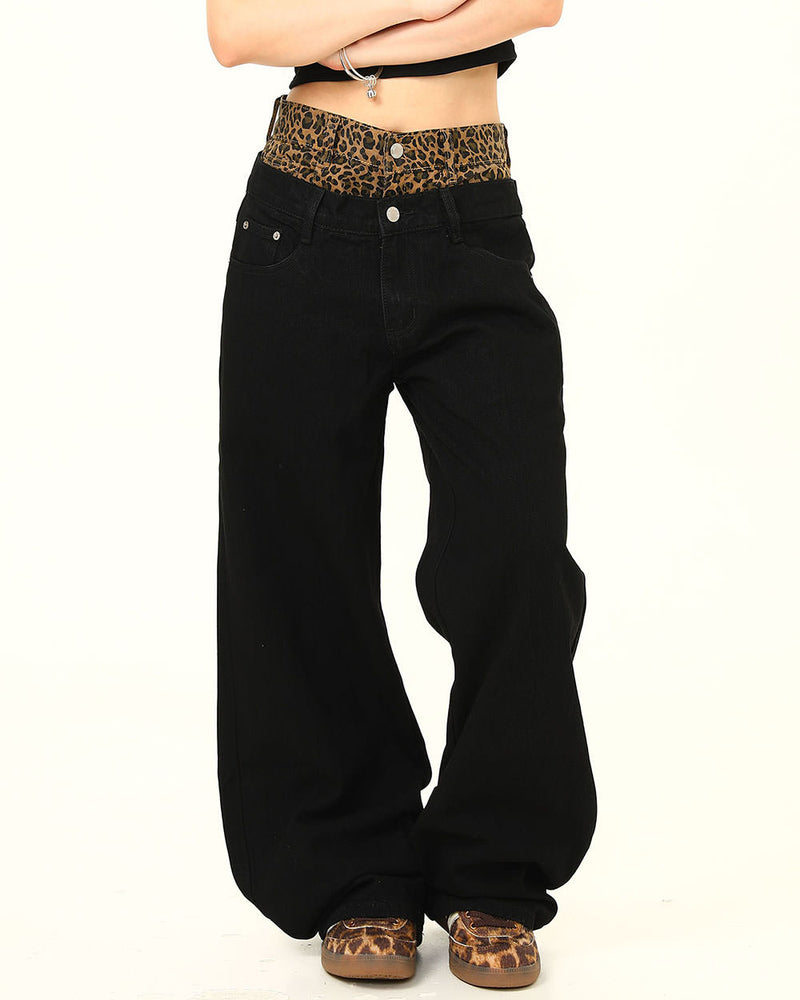 leopard layered jeans boogze clothing