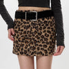 leopard print fuzzy mini skirt boogzel clothing