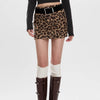 leopard print fuzzy mini skirt boogzel clothing