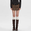 leopard print fuzzy mini skirt boogzel clothing