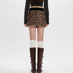 leopard print fuzzy mini skirt boogzel clothing