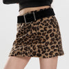 leopard print fuzzy mini skirt boogzel clothing