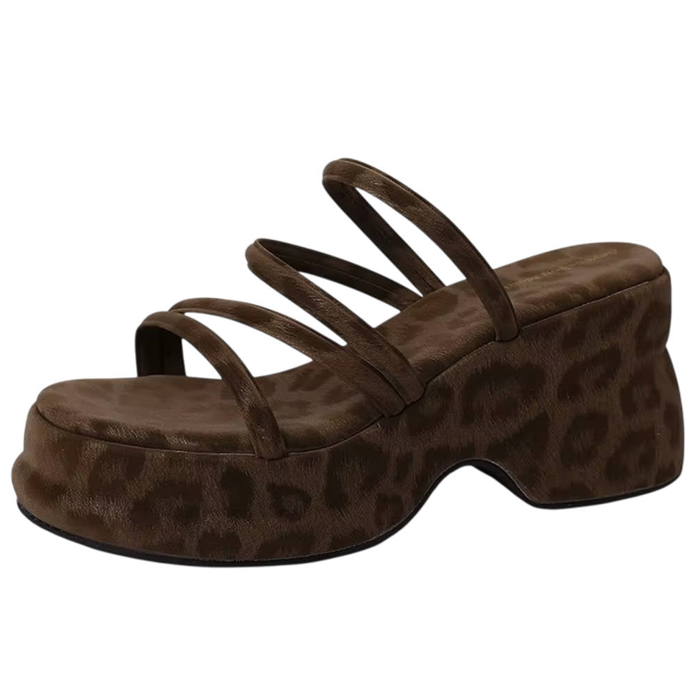 leopard print open toe sandals boogzel clothing