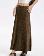 leopard satin maxi skirt boogzel clothing