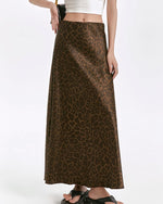 leopard satin maxi skirt boogzel clothing