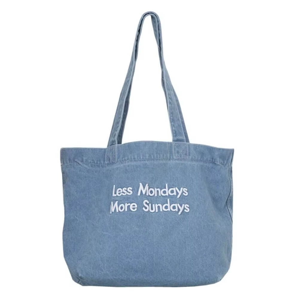 less mondays more sundays denim bag boogzel clothing