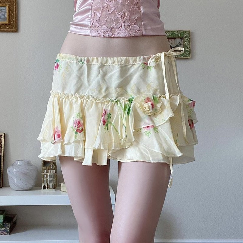 Floral Print Ruffle Skirt - boogzel clothing