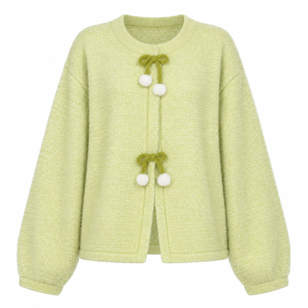 lime green bow knit sweater boogzel clothing