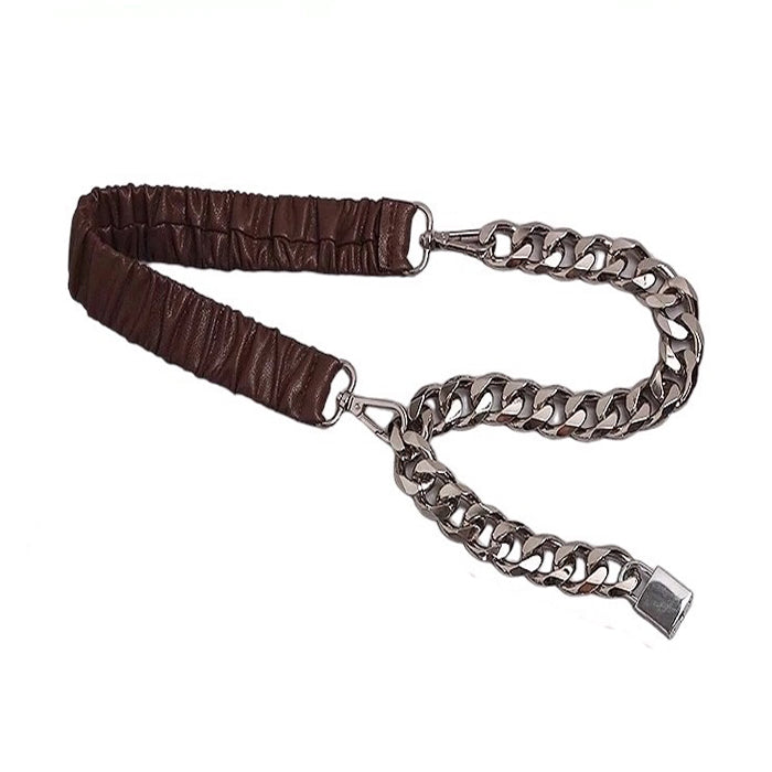 lock pendant leather chain belt boogzel clothing