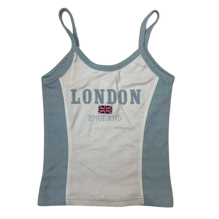 London Embroidery Y2K Tank Top - y2k aesthetic outfits - boogzel