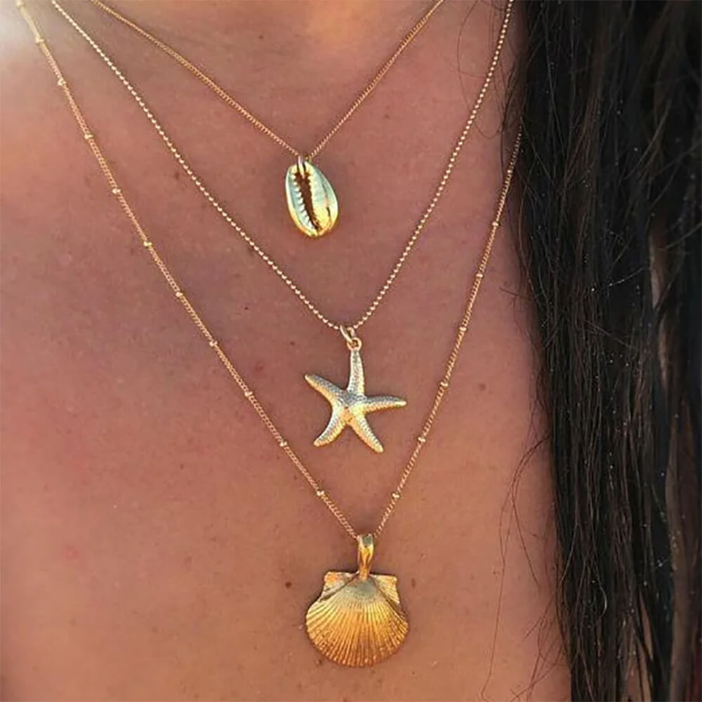mermaidcore aesthetic layered necklace boogzel clothing