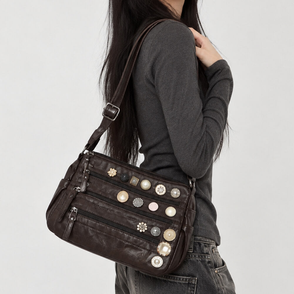messy girl vintage button shoulder bag boogzel clothing