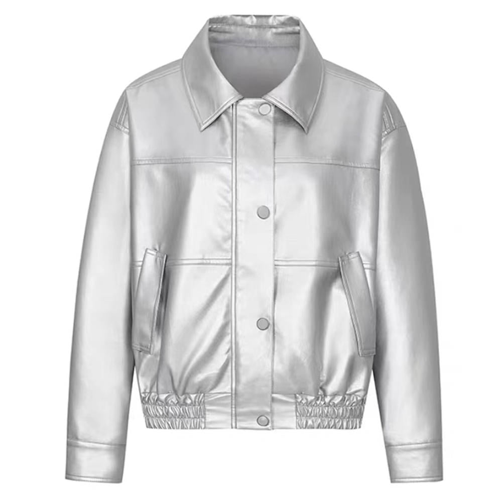 metallic leather jacket boogzel clothing