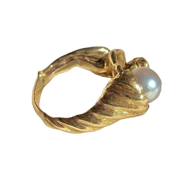 minimalist aesthetic asymmetrical pearl ring boogzel clothing