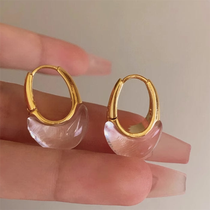 minimalist clear hoop earrings boogzel clothing