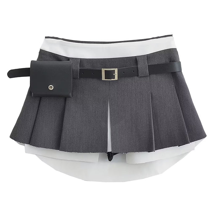 grey pleated micro skirt boogzel clothing