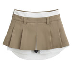 beige mini pleated skirt boogzel clothing