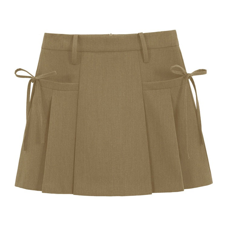 pleated mini skirt with bows on side boogzel clothing