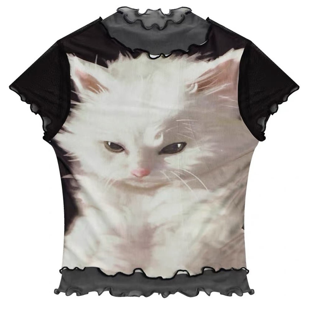 moody kitten print y2k top boogzel clothing