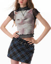 moody kitten print y2k top boogzel clothing
