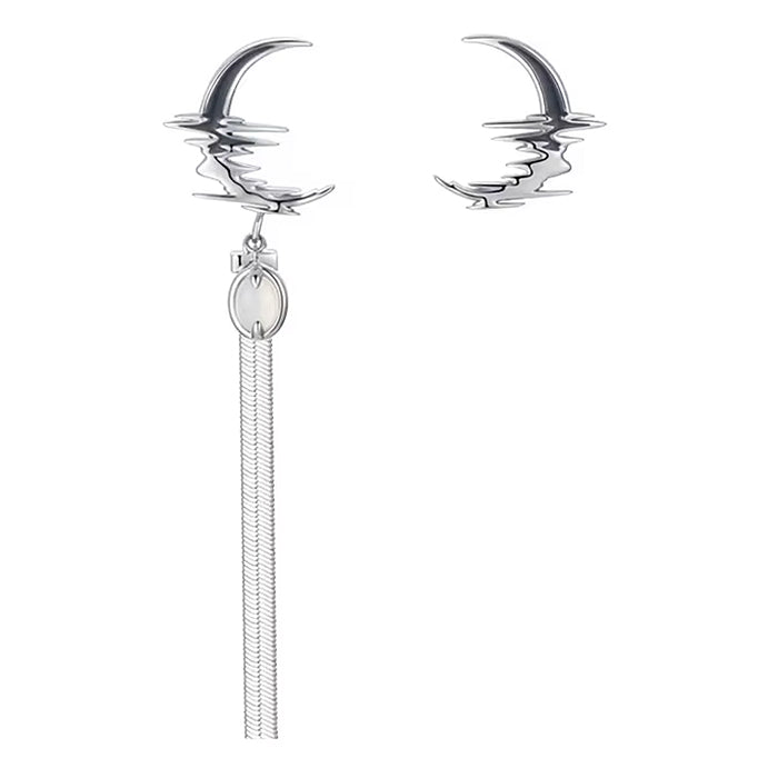 moon asymmetric earrings boogzel clothing