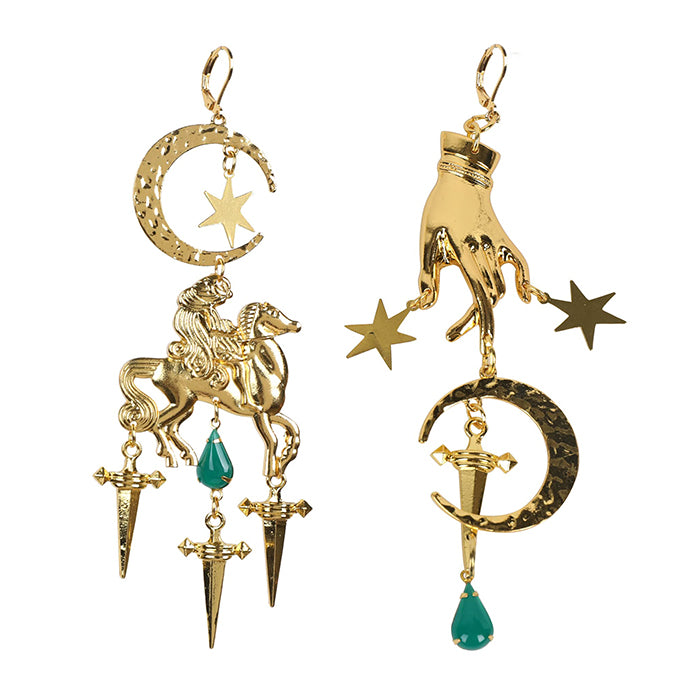 moon pegasus witch earrings boogzel clothing