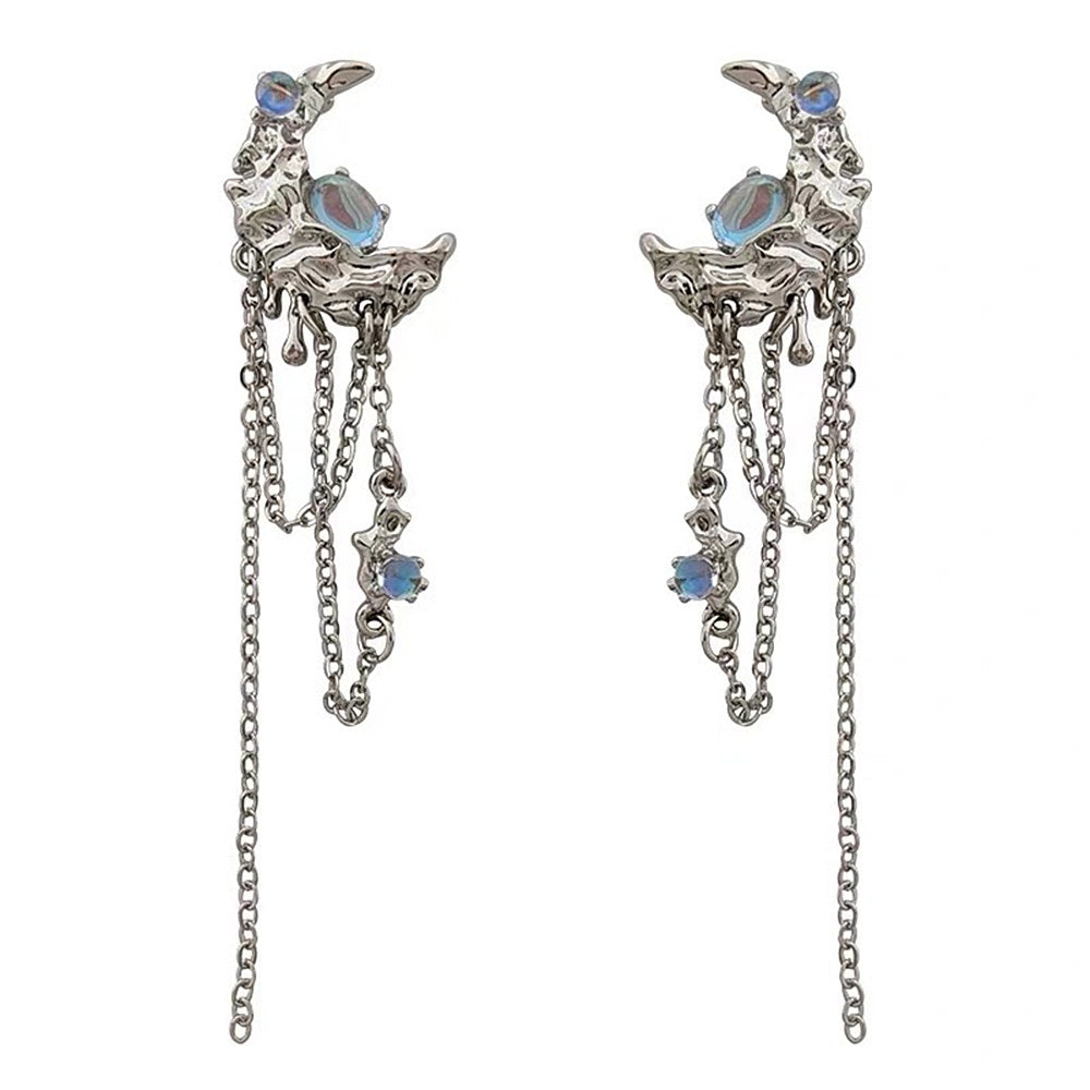 moonstone asymmetrical earrings boogzel clothing