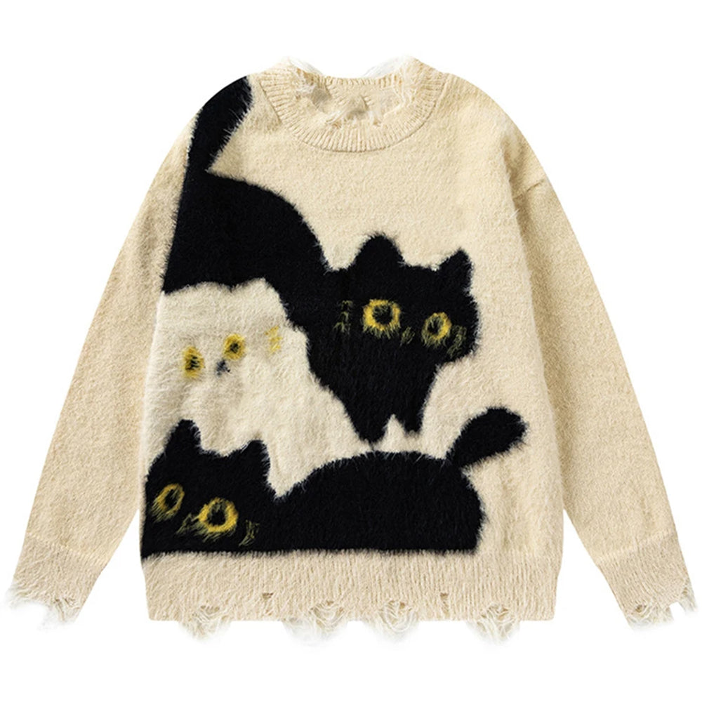 naughty cat fuzzy sweater boogzel clothing