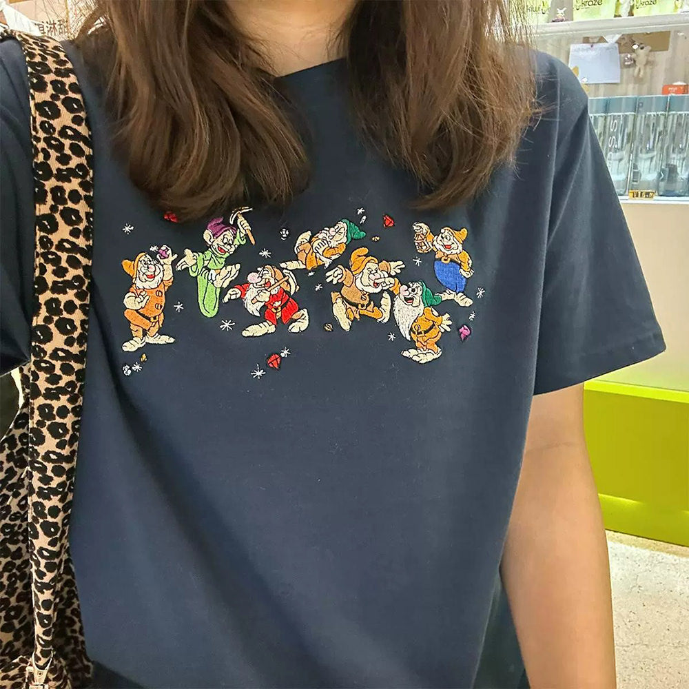 navy blue dwarfs embroidered t-shirt boogzel clothing